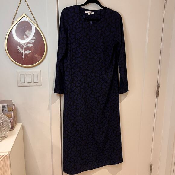 Elizabeth And James Blue Black Floral Long Sleeves Maxi Dress Size Small - Picture 5 of 13